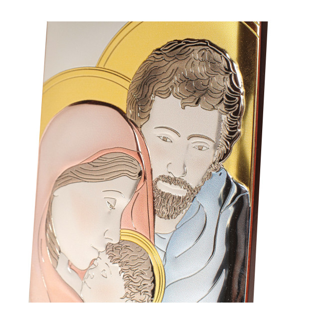 Срібна ікона Святе Сімейство 10х14см прямокутної форми покрите ємалью E987/3-C