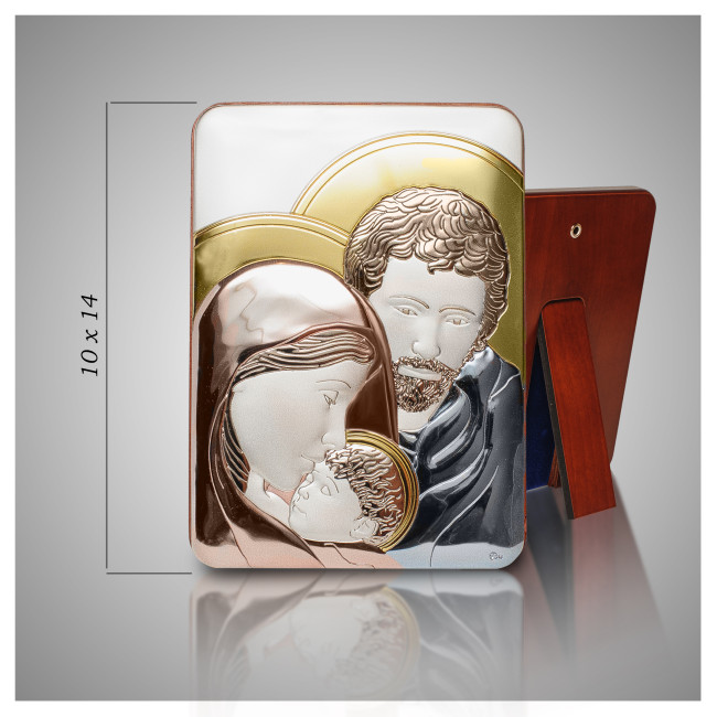 Срібна ікона Святе Сімейство 10х14см прямокутної форми покрите ємалью E987/3-C