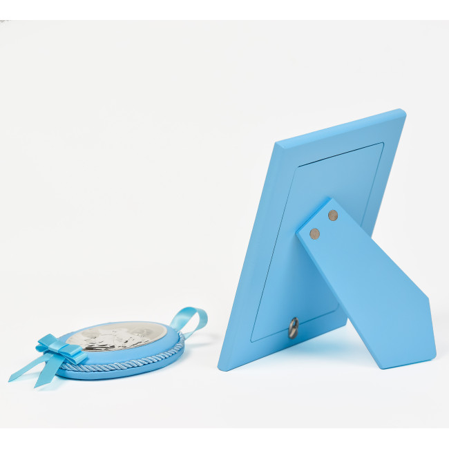 Подарунковий набір срібна рамка для фото 9x13см ікона на подушечці 8х10см