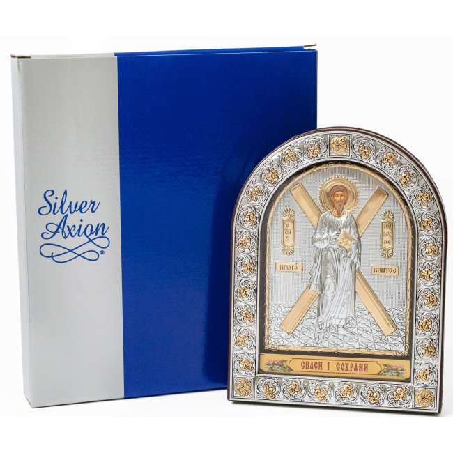 Святий Апостол Андрій Первозваний 15,5x12см під склом в шкірі EP3-118AG-BR/P