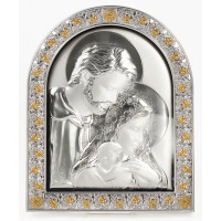 Свята Сім'я 26х21см Італійська під склом в білій шкірі