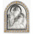 Срібна Ікона Свята Сім'я 26х21см в італійському стилі арочної форми під склом в білій шкірі EPZ5-188AG