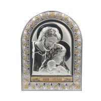 Икона Святое Семейство 21,5х16,5см в итальянском стиле под стеклом в коричневой коже