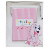 Дитяча Фоторамка 13х18см для дівчинки срібна в розовому кольорі