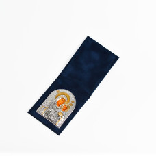 Дорожня Іконка Єрусалимська Богородиця 5,5х7см срібна в оксамитовій книжечці