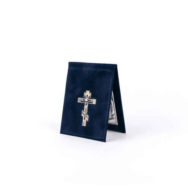 Дорожня Іконка Богородиці Неустанної Допомоги "Страсна" 5,5х7см срібна в оксамитовій книжечці