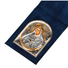 Дорожня Іконка Остробрамська Богородиця 5,5х7см срібна в оксамитовій книжечці