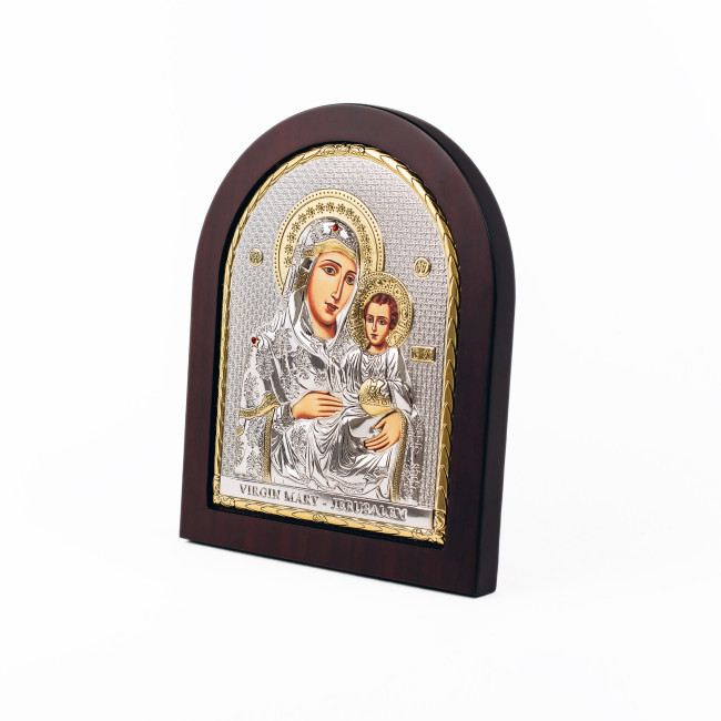 Єрусалимська Ікона Божої Матері 20х25см арочної форми на дереві з рамкою EP5-006XAG/P