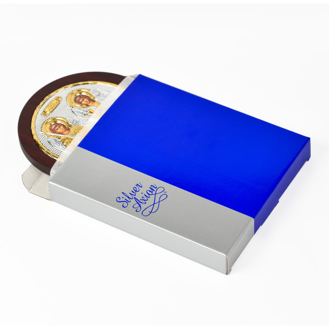 Срібна Ікона Св. Михаїл та Гавриїл 20х25см арочної форми на дереві з рамкою EP5-033XAG/P