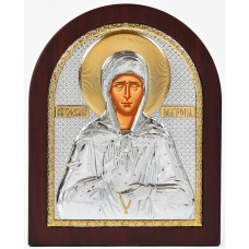 Свята Матрона 10,7х12,8см срібна ікона арочної форми на дереві