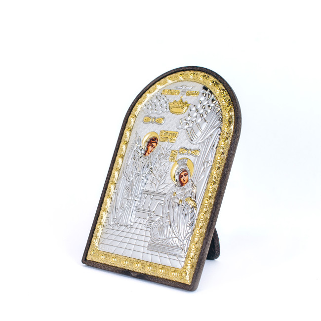 Срібна Ікона Благовіщення Божої Матері 4,2х5,8см прямокутна на пластику MA/E1113-2OX