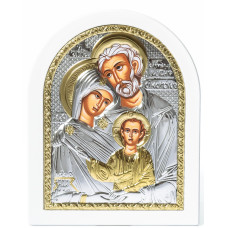 Ікона Святе Сімейство 14,7х18см аркової форми на білому дереві