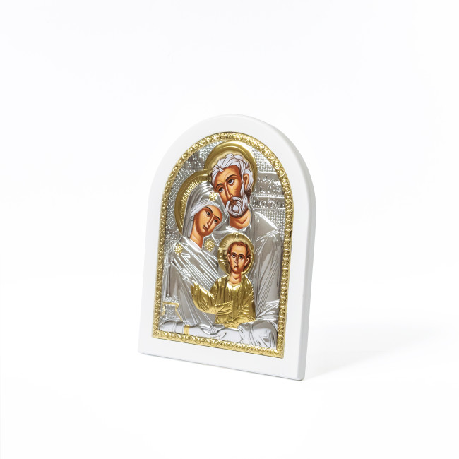 Ікона Святе Сімейство 14,7х18см аркової форми на білому дереві EP4-015XAG-WH/P