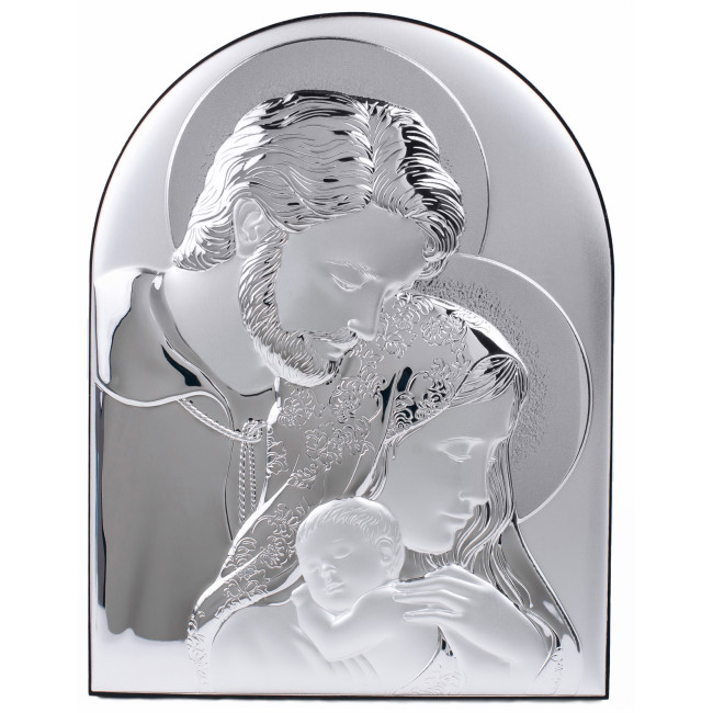 Ікона Святе Сімейство 16,3х21,3см срібна аркової форми на дереві EP5-188XG/S