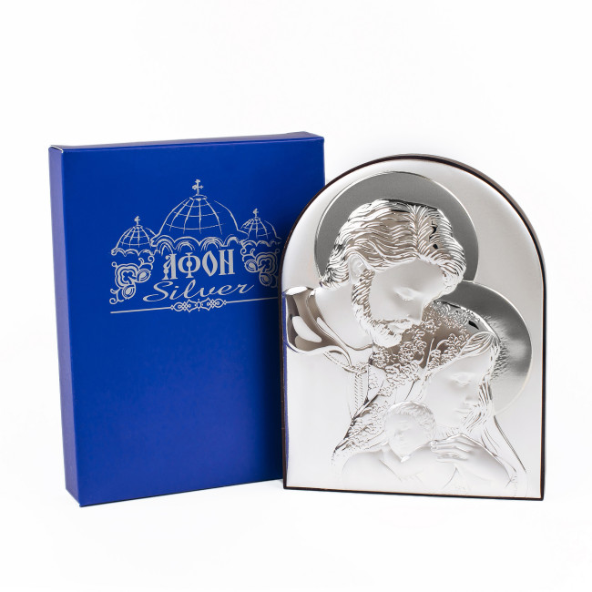 Ікона Святе Сімейство 16,3х21,3см срібна аркової форми на дереві EP5-188XG/S