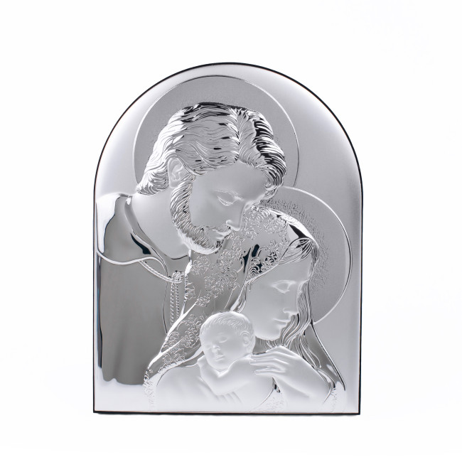 Ікона Святе Сімейство 11,9х15,2см срібна аркової форми на дереві EP4-188XG/S