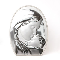 Срібна Ікона Божа Матір з Ісусом 20x28см MA/E902/2WH