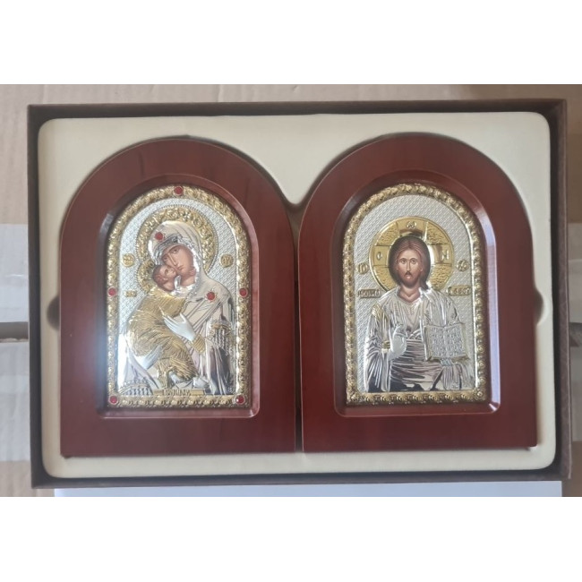 Ікона книжечка Вишгородся Богородиця та Спаситель Ісус 10х14см диптих