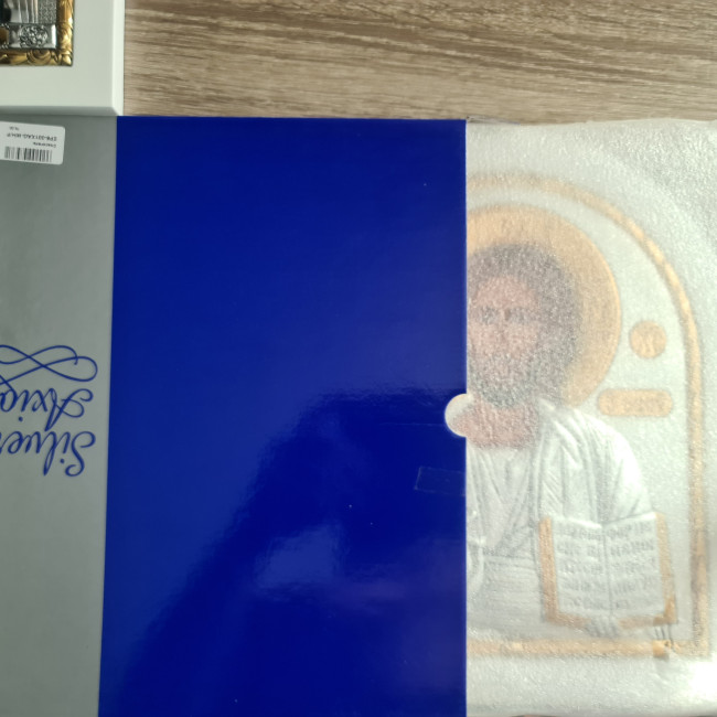 Вінчальні Ікони Спаситель та Казанська Богородиця 25х30см на білому дереві EP6-001-004XAG/P