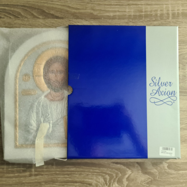 Вінчальні Ікони Спаситель та Казанська Богородиця 25х30см на білому дереві EP6-001-004XAG/P