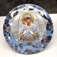 Семистрельная Божья Матерь серебряная на кристале