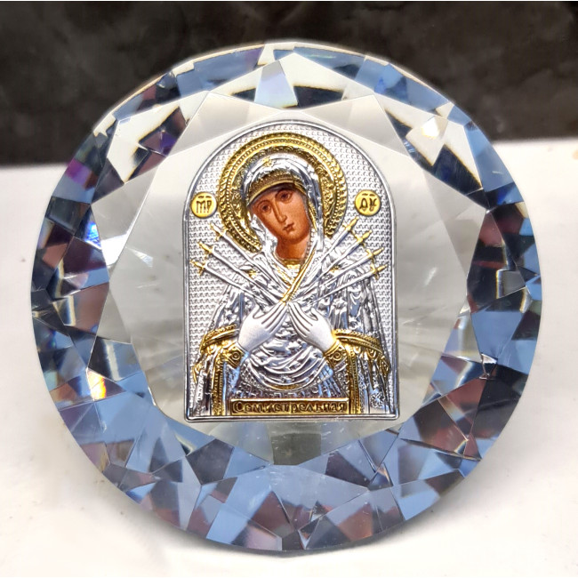 Ікона Семистрільна Богородиця на кристальному алмазі