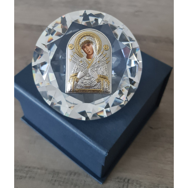 Ікона Семистрільна Богородиця на кристальному алмазі