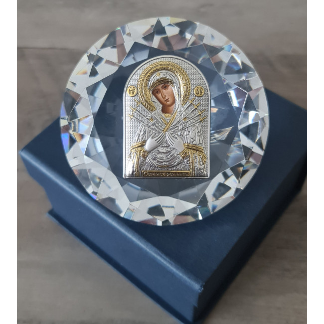 Ікона Семистрільна Богородиця на кристальному алмазі