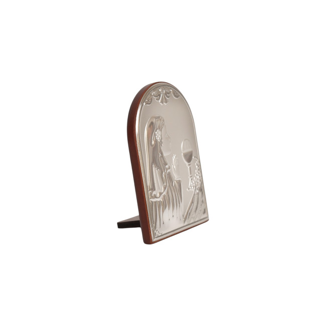 Срібна іконка Перше Причастя 7х10 дівчинка молитва перед чашею