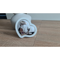 Срібна іконка-серце на Перше Причастя для хлопчика 8.5x10.7 см