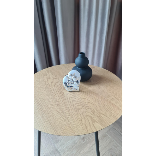 Срібна ікона у формі серця до Першої Сповіді та Урочистого Причастя 8.5х10.7 з Ангелами над немовлям