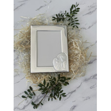 Срібна фоторамка 10х15 см на Перше Причастя для хлопчика з іконкою IHS