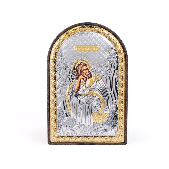 Срібна Ікона Святий Ілля 10х14см арочної форми на пластиковій основі