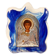 Ікона Ангел Хранитель 9х7 см в муранському склі, срібна, з Греції