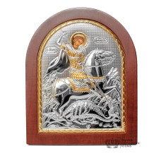 Святий Георгій Побідоносець 8,1 х 9,7 см Срібна Ікона, виготовлена в Греції