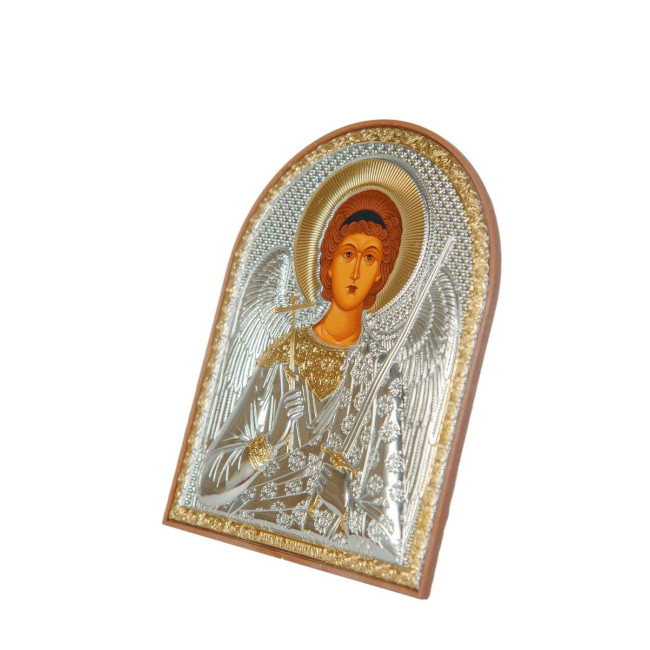 Икона Ангел Хранитель 4х5,6см в серебре в пластиковом киоте  ( Греция )