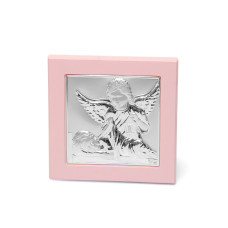 Ікона срібна Ангел Хранитель 11х11см у подарунок дівчинці на хрестини або день народження