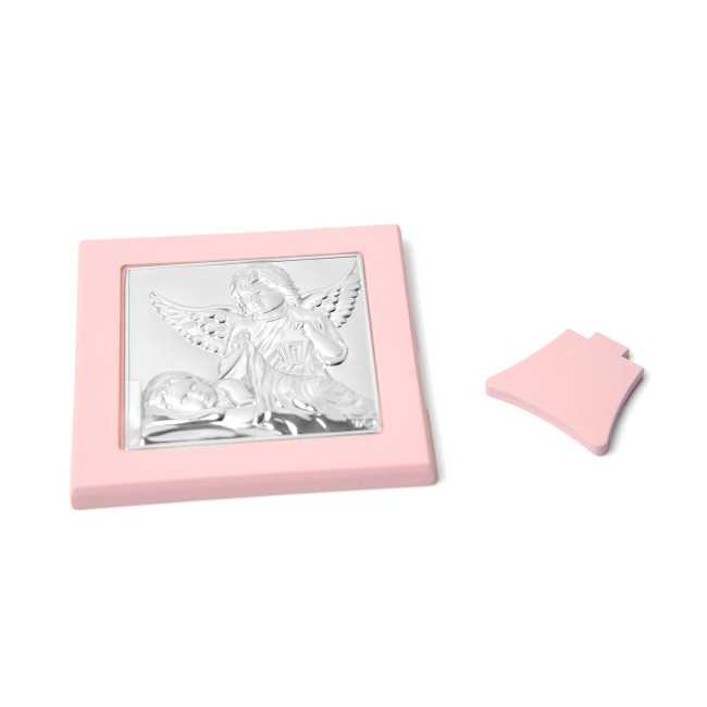 Ікона срібна Ангел Хранитель 11х11см у подарунок дівчинці на хрестини або день народження