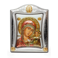 Ексклюзивна срібна ікона Казанська Божа Матір 15,5х19,5см під склом