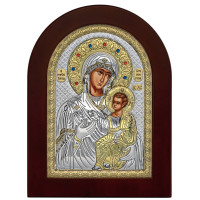 Икона Иверская Божья Матерь в серебре и позолоте 15х19 см (Греция)