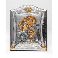 Святе Сімейство 20х25 см. Ексклюзивна Грецька Срібна Ікона з позолотою