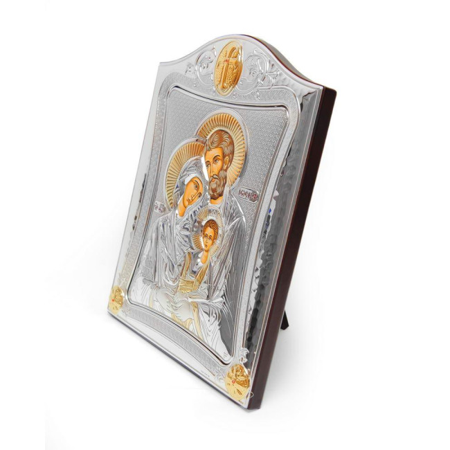 Ікона Святе Сімейство 9,5x12,5см в срібній рамці з позолотою 