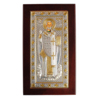 Серебряная икона Николай Чудотворец 10,4х17,8 см, в полный рост