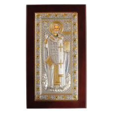 Срібна ікона Миколай Чудотворець 10,4х17,8 см, на повний зріст