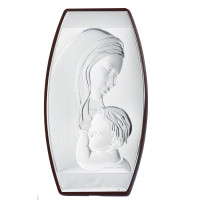 Икона серебряная "Мария с Младенцем" в итальянском стиле иконографии 26х15см