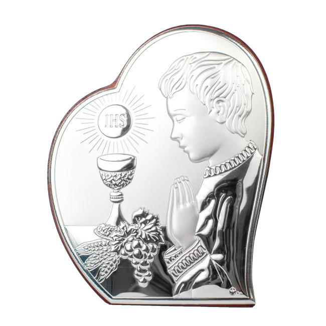 Срібна Ікона "Перше Причастя" для хлопчика (11,5 х 15см)