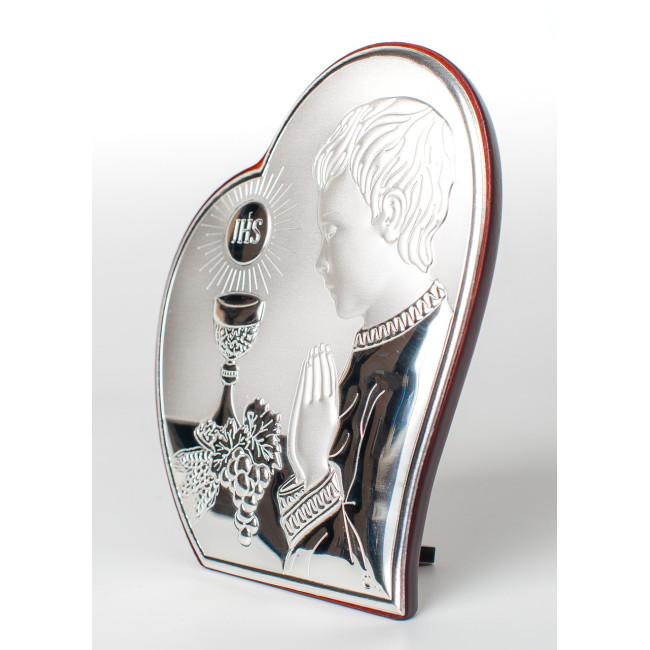 Срібна Ікона "Перше Причастя" для хлопчика (11,5 х 15см)