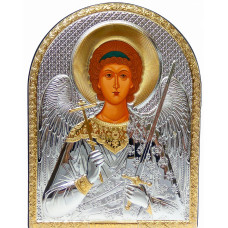 Ангел Хранитель 15,5х12см Серебряная Икона обтянутая в кожу