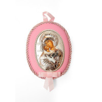 Іконка Володимирська Богородиця 10х12,5см на подушечці (у рожевому кольорі)