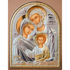 Святе Сімейство – срібна ікона на пластиковій основі 12х15,5см (Греція)